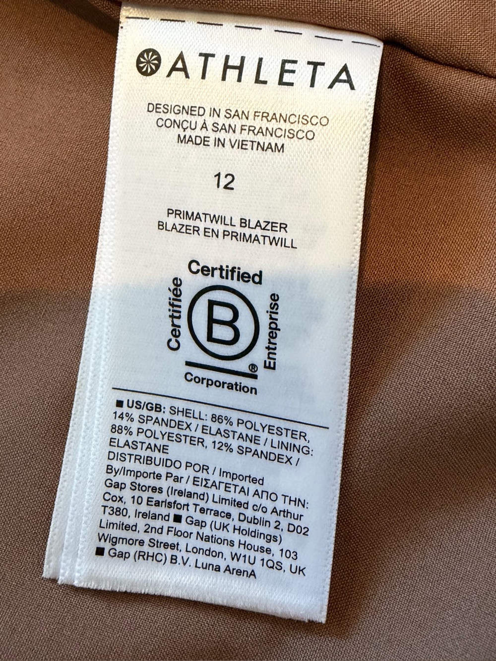 Women’s Athleta Brown Tie-Waist Blazer Size 12 - Picture 3 of 5